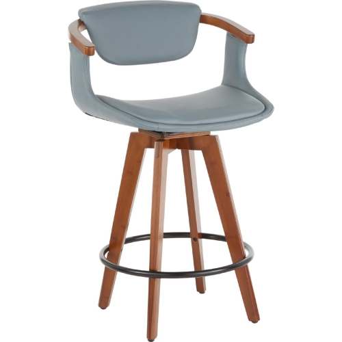 Oracle 26" Counter Stool in Grey Leatherette & Black Metal